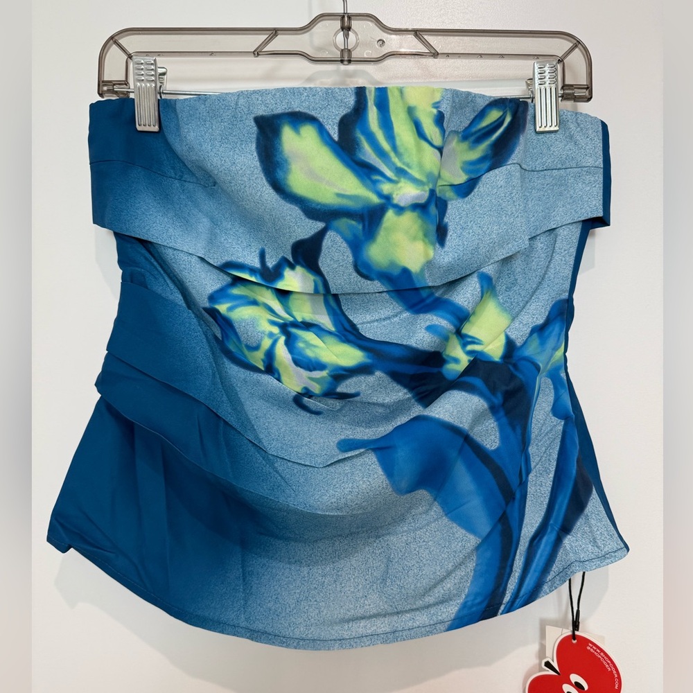 Cider Blue and Yellow Strapless Top